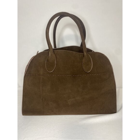 Brown Suede Tote Bag With Top Handles & Inner Pockets - Picture 1 of 3